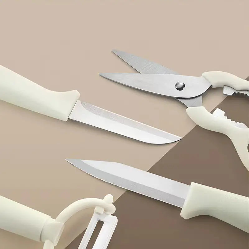 6pcs Kitchen Gadgets Fruit Peeling Knife Set with Rack